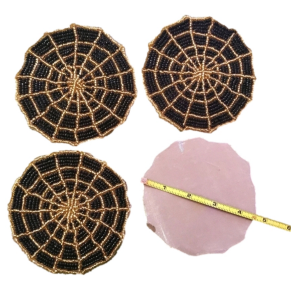 Haunted Manor Spider Web Beaded Coaters, set of 4 - Picture 3 of 6
